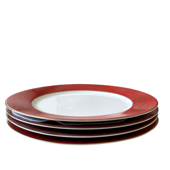Mikasa Parchment Red Dinner Plates 11in Set of 4 Fine Porcelain NEW - Picture 4 of 16